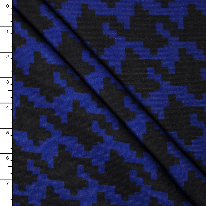 Blue and Black Large Houndstooth Lightweight Sweater Knit