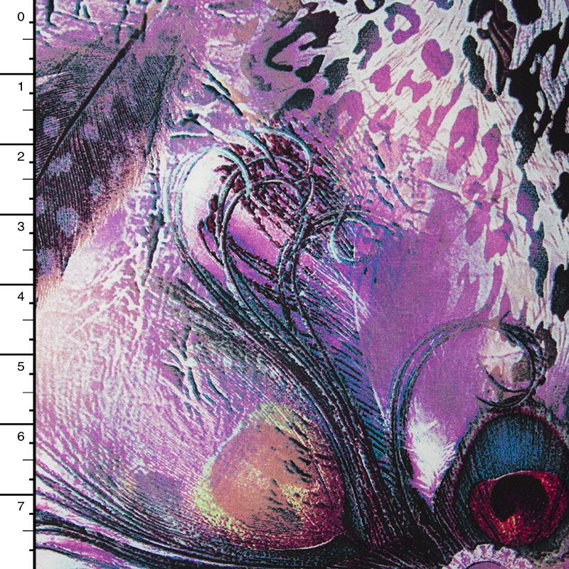 Purple Peacock Abstract Rayon Challis