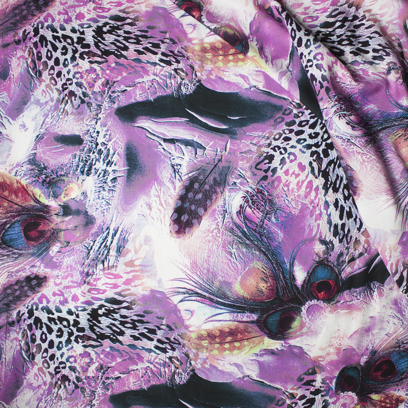 Purple Peacock Abstract Rayon Challis