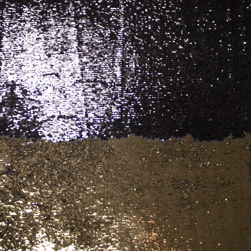 Gloss Black and Gold Reversible Two Tone Sequin Fabric