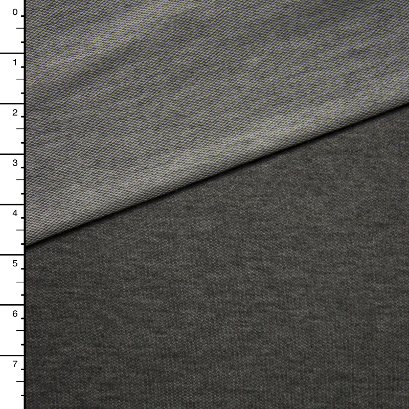 Charcoal Heather French Terry with White Looped Back