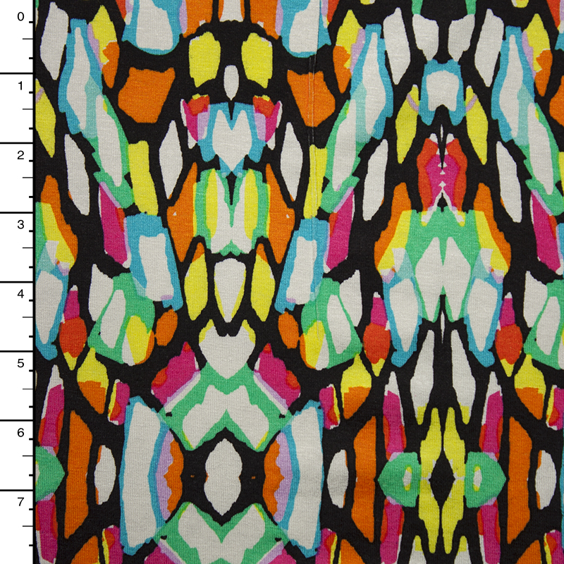 Mint, Red, and Baby Blue Ornamental Stretch Cotton Jersey Print