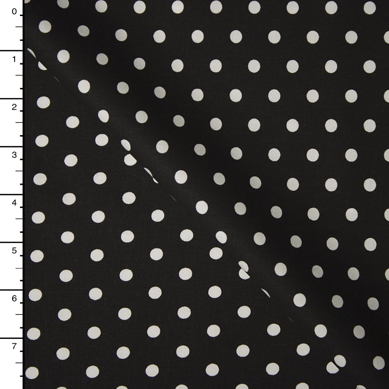 White on Black Polka Dot 60" Cotton Broadcloth