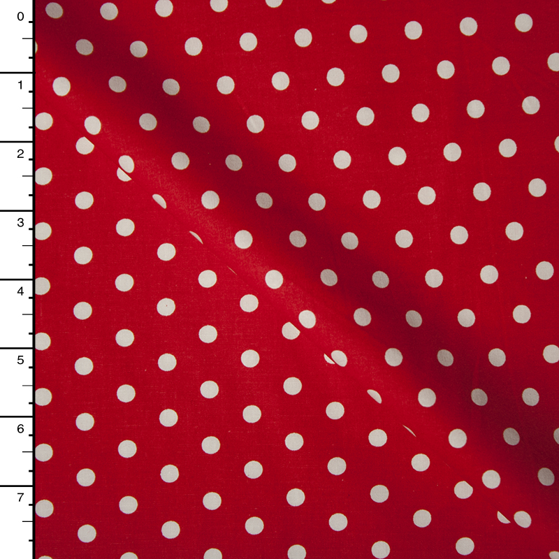 White on Red Polka Dot 60" Cotton Broadcloth