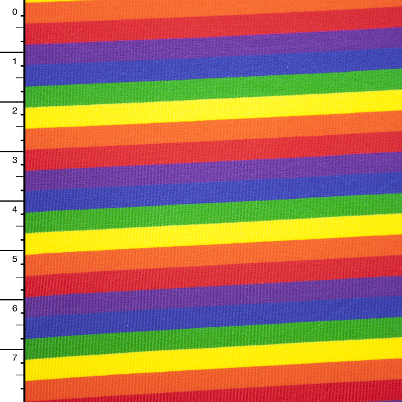 Bright Rainbow Stripe Stretch Midweight Cotton Jersey Knit