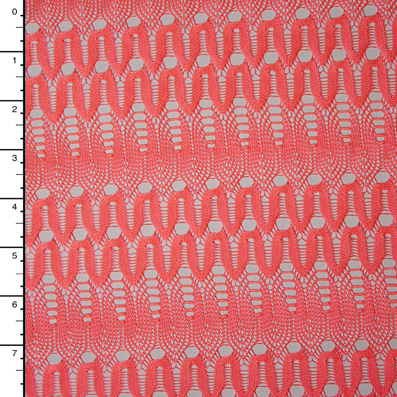 Neon Orange Slinky Art Deco Gemetric Lace