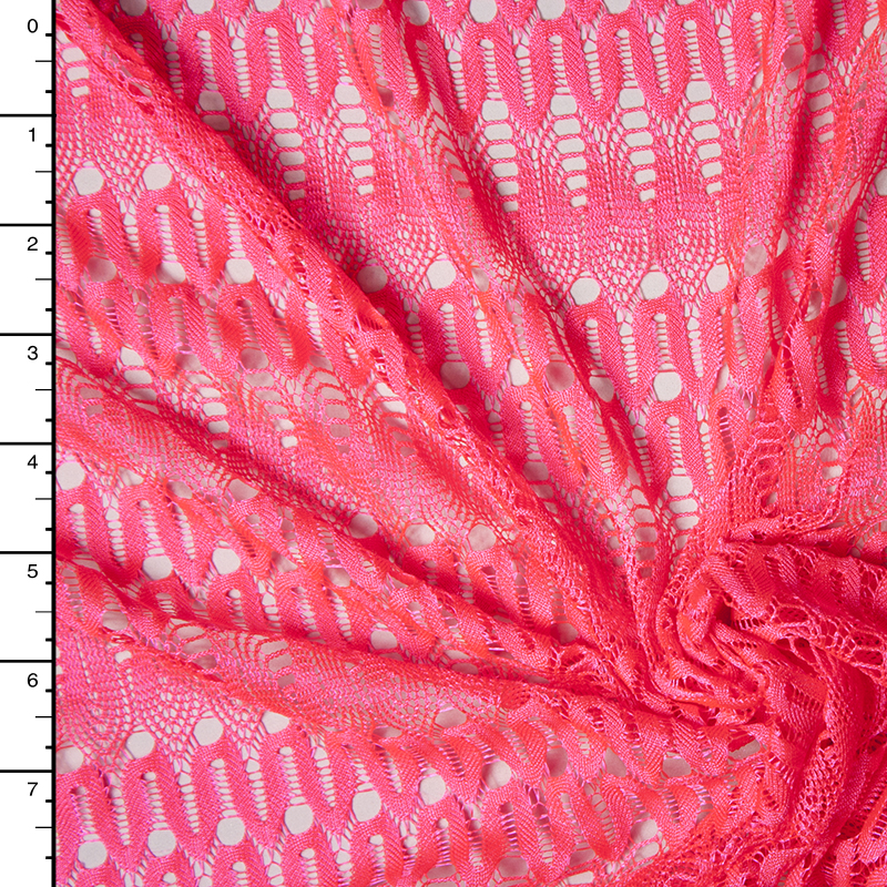 Neon Pink Slinky Art Deco Gemetric Lace