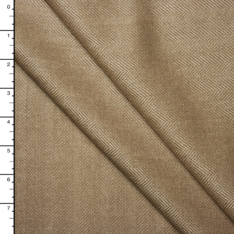 Tan Herringbone Fine Brushed Wool Suiting
