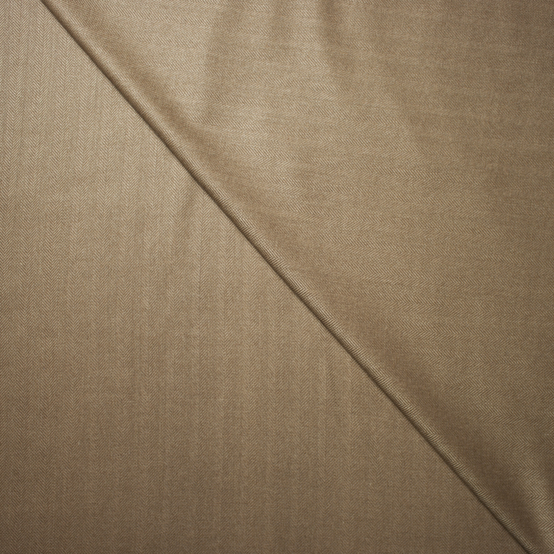 Tan Herringbone Fine Brushed Wool Suiting
