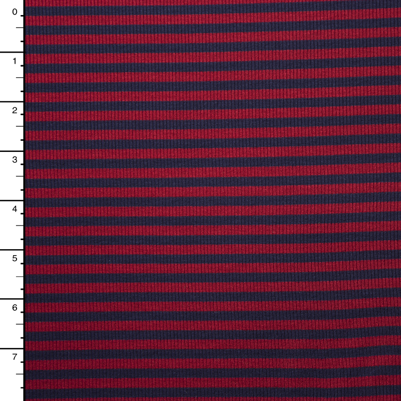 Red and Navy 4-Way Stretch Rib Knit