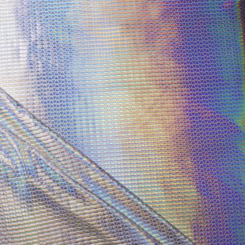 Triangle Pattern Iridescent Silver Metallic Lycra