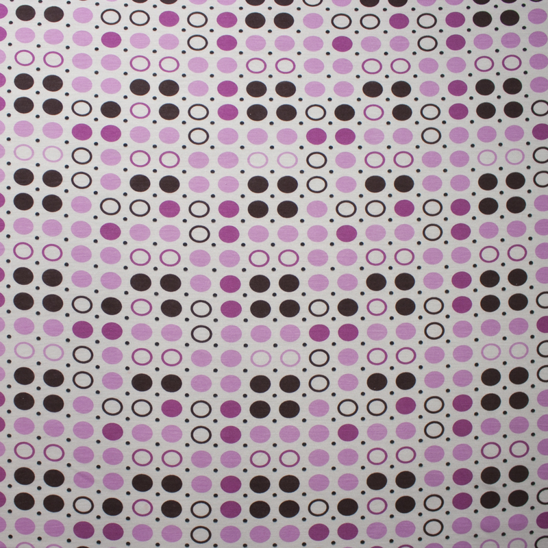Pink and Brown Dots on White Rayon Jersey Knit