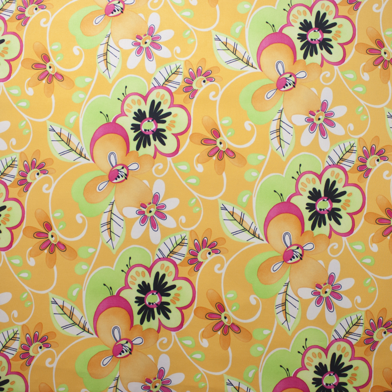 Lime and Yellow Fun Floral Print Nylon/Lycra