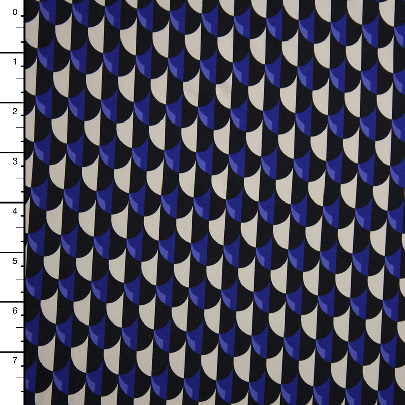 Blue, Ivory, and Black Scale Pattern Nylon/Lycra