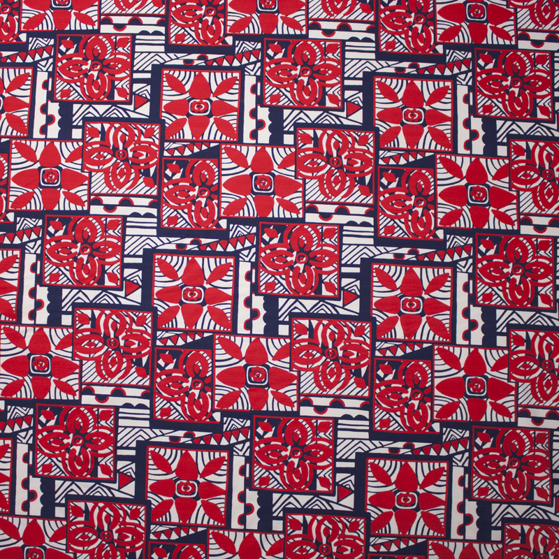Red, White, and Blue Island Tribal Print Nylon/Lycra