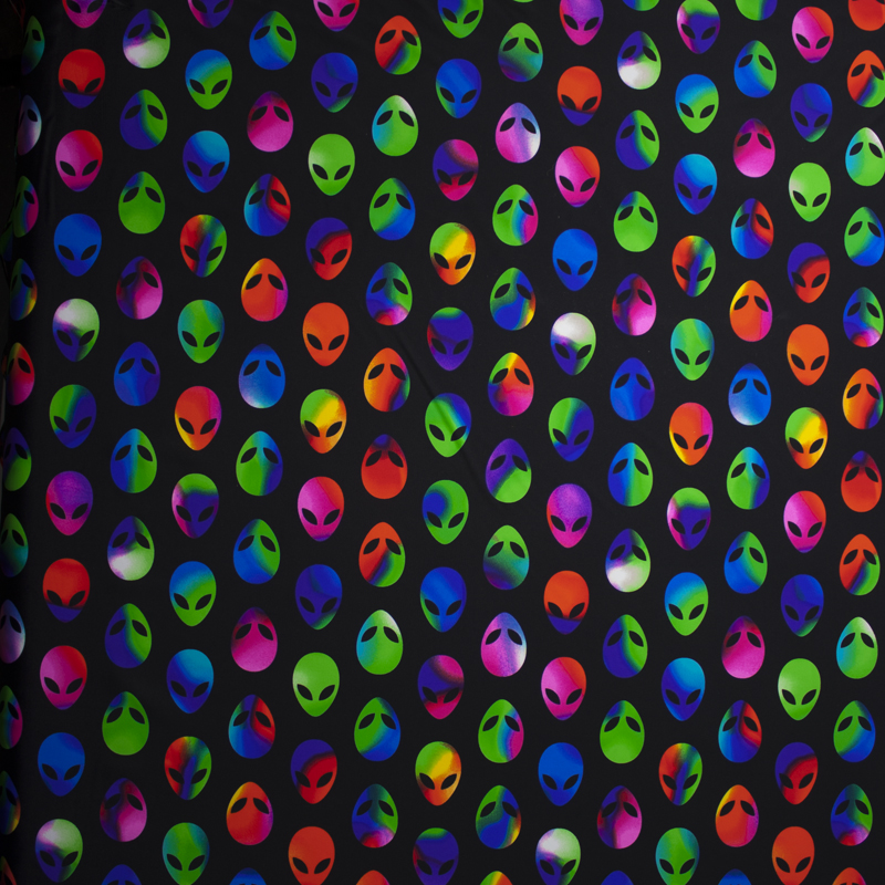 Rainbow Aliens on Black Nylon/Lycra
