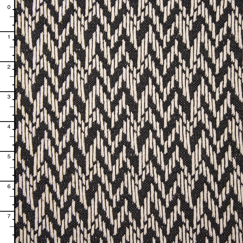 Ivory and Black Zig-zag Textured Double Knit