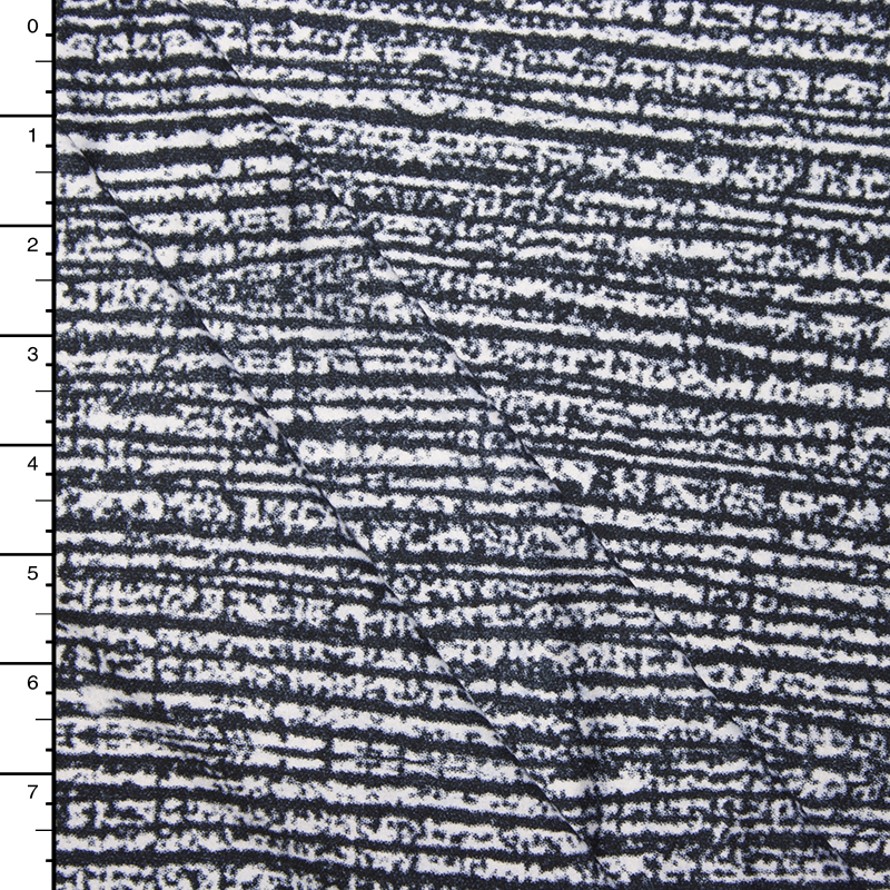 Black on White Grunge Lined Double Brushed Poly Spandex Knit Print
