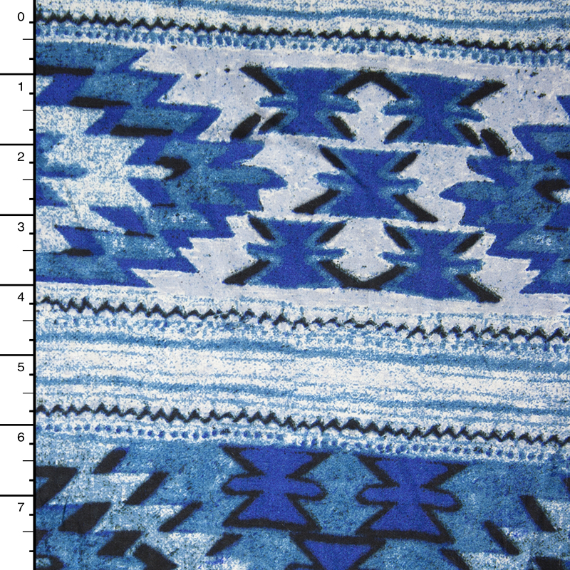 Blue Southwestern Stripe Rayon Challis PRint