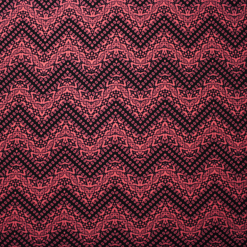 Hot Pink and Black Tribal Chevron Double Brushed Poly Spandex Knit Print