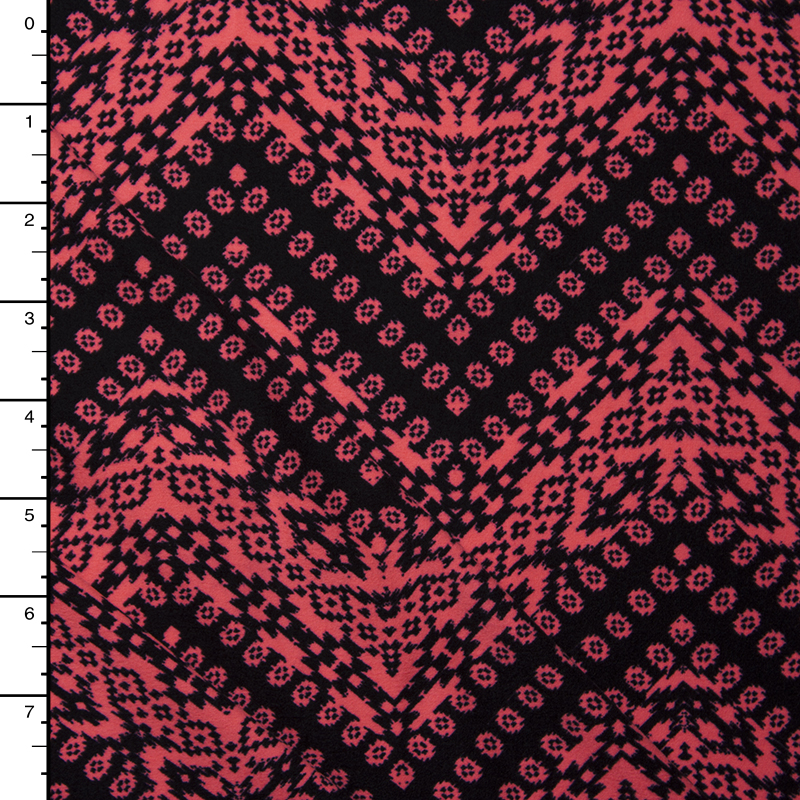 Hot Pink and Black Tribal Chevron Double Brushed Poly Spandex Knit Print