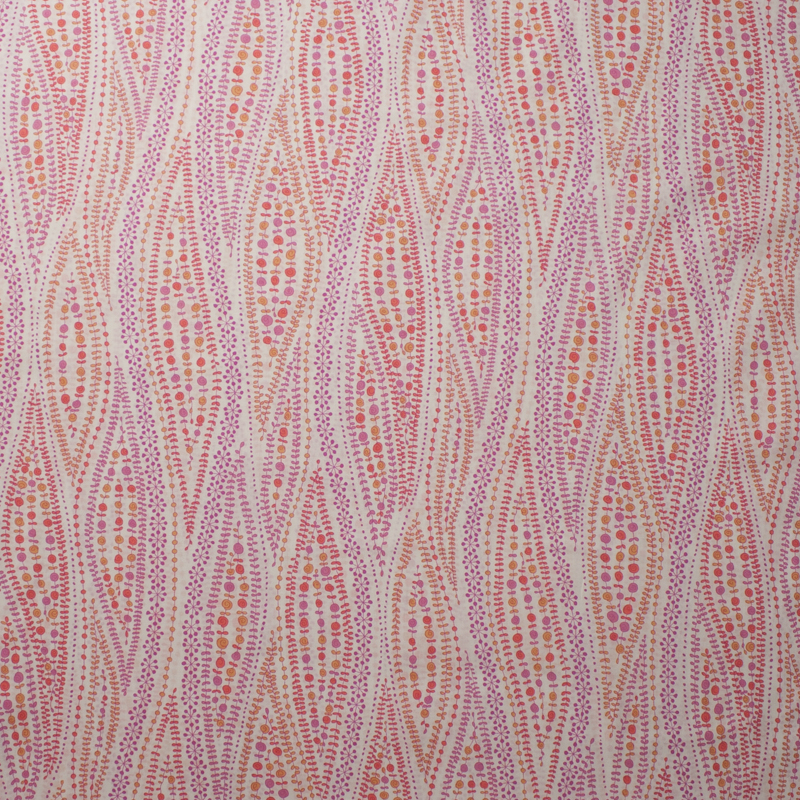 Pink and Orange Swirling Leaves and Flowers 'London Calling' Cotton Lawn