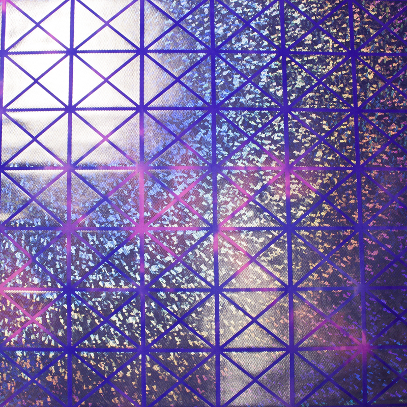 Geometric Silver Holographic on Pink and Purple Tie Dye Nylon/Lycra