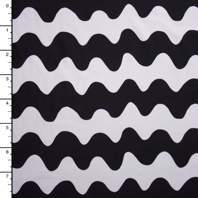 Black and White Squiggle Stripes Nylon/Lycra