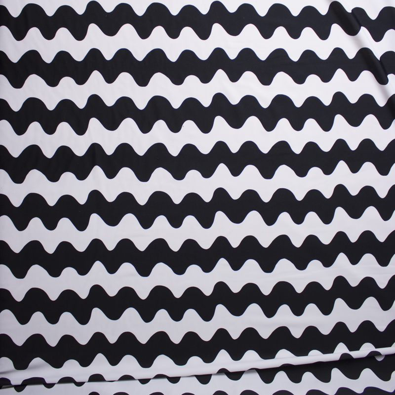 Black and White Squiggle Stripes Nylon/Lycra