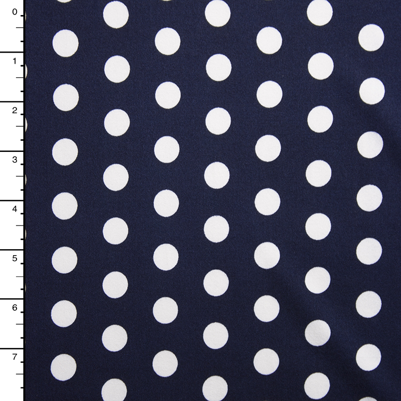 White on Navy Blue Polka Dot Double Brushed Poly