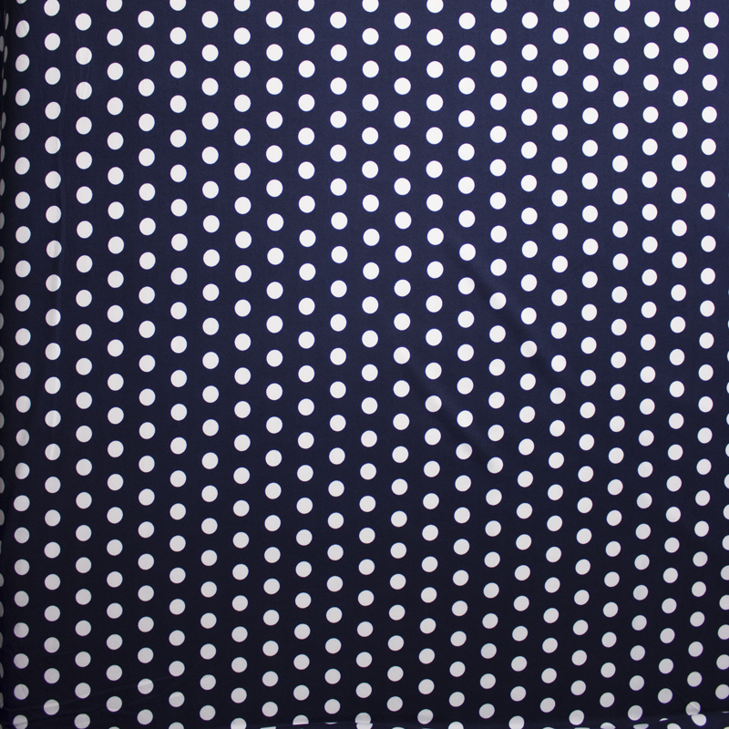 White on Navy Blue Polka Dot Double Brushed Poly