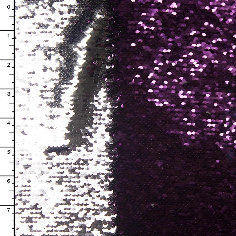 Plum and Silver Reversible Two Tone Sequin Fabric