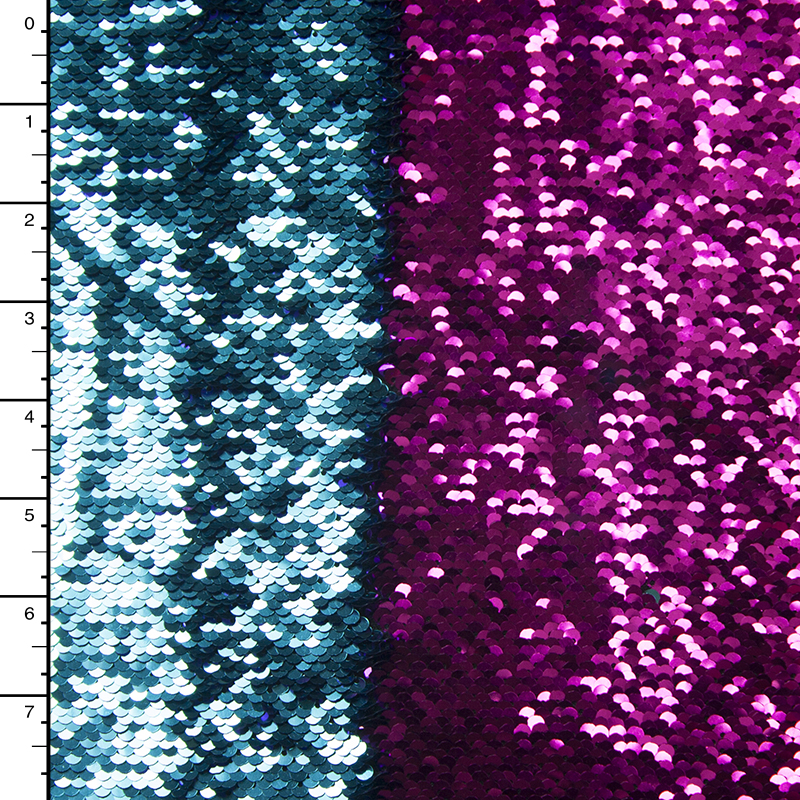 Ocean Blue and Hot Pink Reversible Two Tone Sequin Fabric