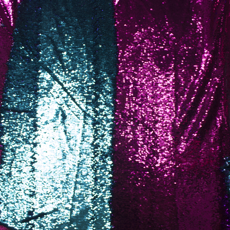 Ocean Blue and Hot Pink Reversible Two Tone Sequin Fabric