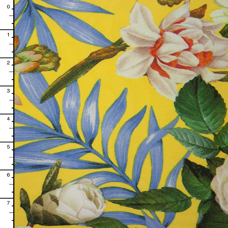 Bright Yellow Island Floral 4-way Stretch Poly/Lycra