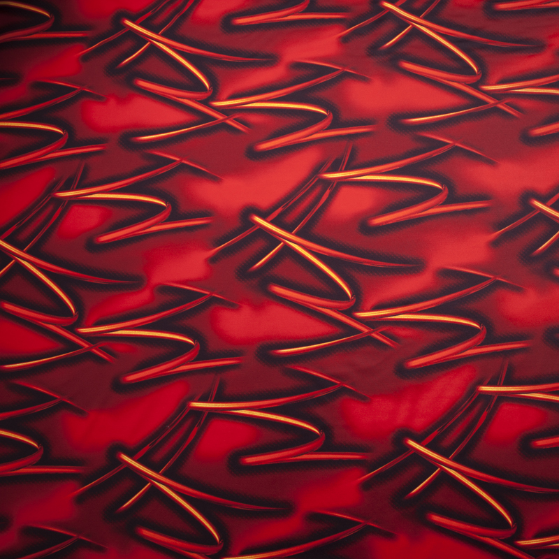Red Abstract Streaks Stretch Nylon/Lycra