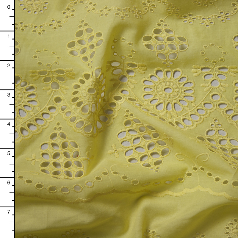 Yellow Designer Scalloped Pattern Cotton Eyelet