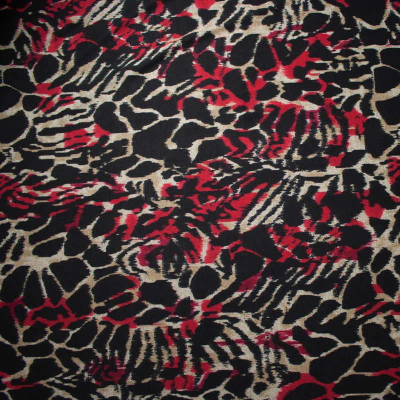 Red, Black, and Tan Animal Print Brushed Sweater Knit
