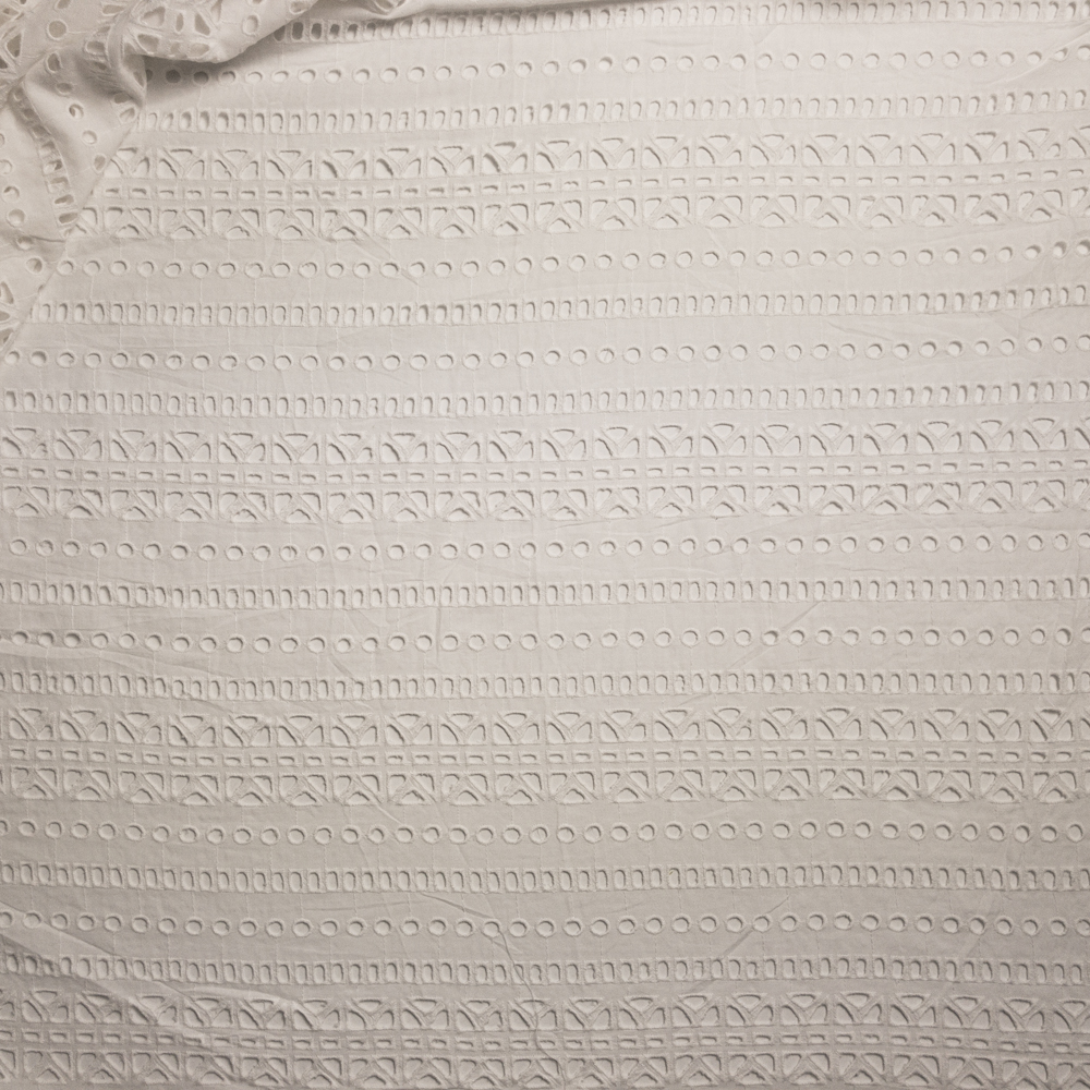 Warm White Tribal Stripe Cotton Eyelet Fabric By The Yard - Wide shot
