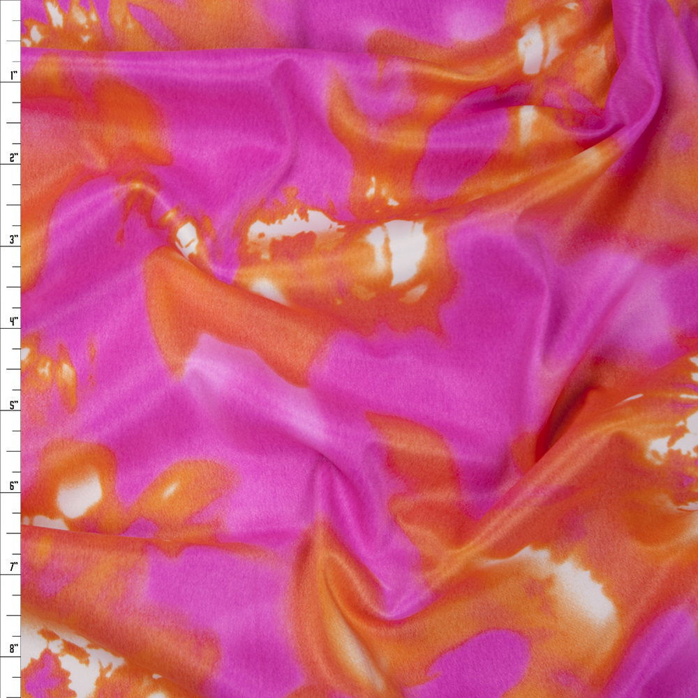 Neon Pink and Orange Tie Dye Nylon/Lycra Fabric by the Yard