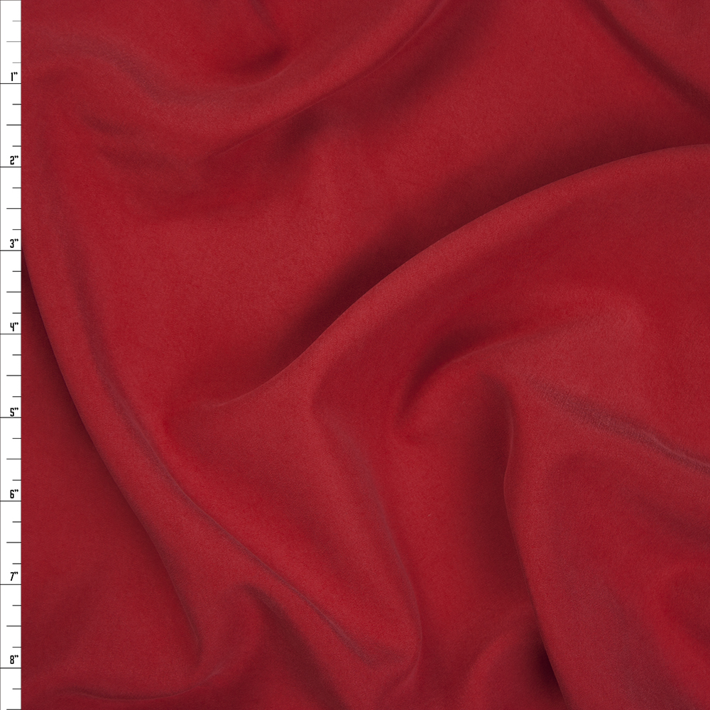 Red Brushed Poly Modal Peachskin Fabric By The Yard