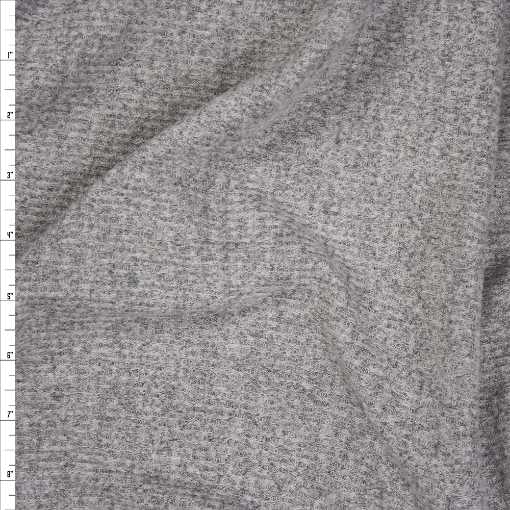 Heather Grey Brushed Ribbed Sweater Knit Fabric By The Yard