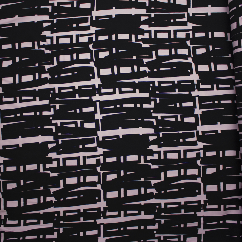 Blush and Black Abstract Print Midweight Stretch Poplin Fabric By The Yard - Wide shot