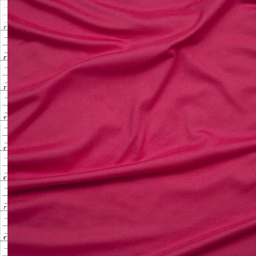 Hot Pink Double Brushed Poly Spandex Knit Fabric By The Yard