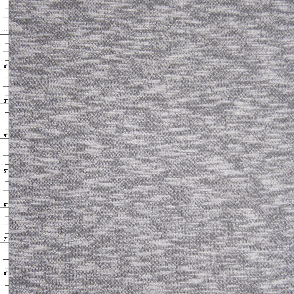 Light Grey Marled Brushed Stretch Sweater Knit Fabric By The Yard - Wide shot