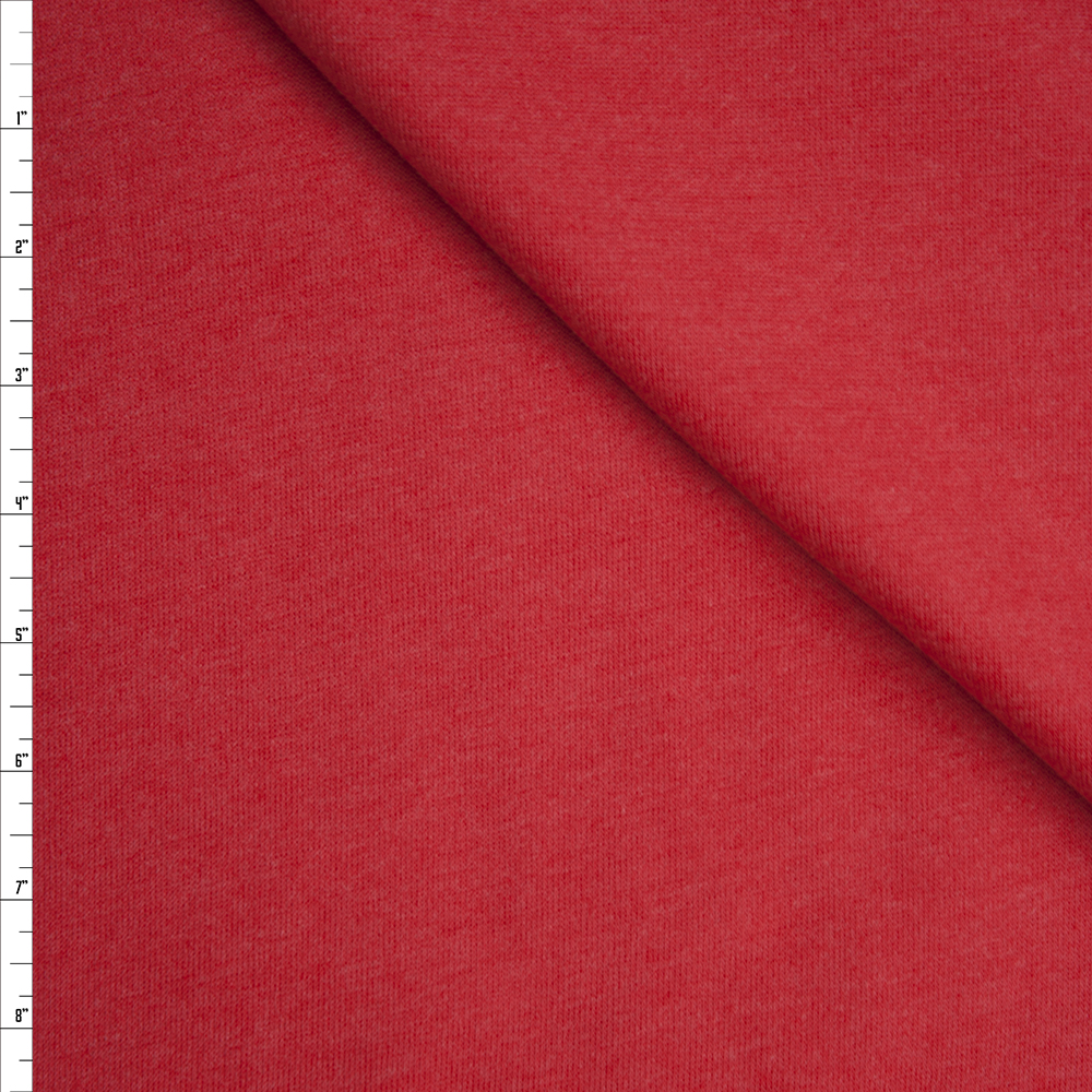 Soft Red Heather Midweight Sweatshirt Fleece Fabric By The Yard