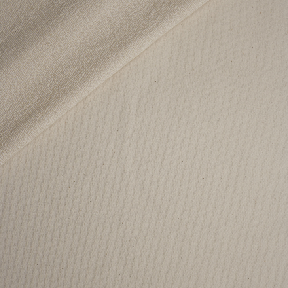 Natural Ivory Lightweight Cotton French Terry Fabric By The Yard - Wide shot
