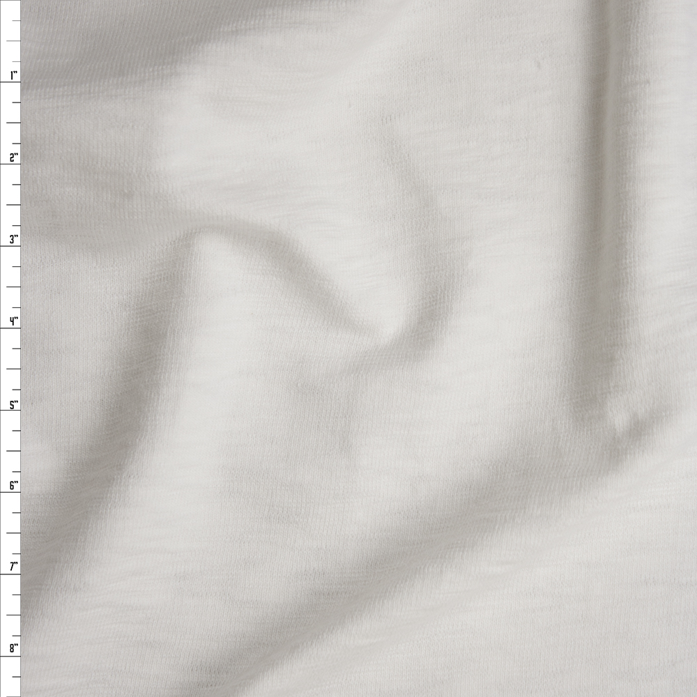 White Slubbed Midweight Cotton French Terry Fabric By The Yard
