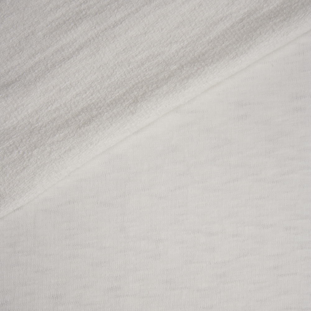 White Slubbed Midweight Cotton French Terry Fabric By The Yard - Wide shot
