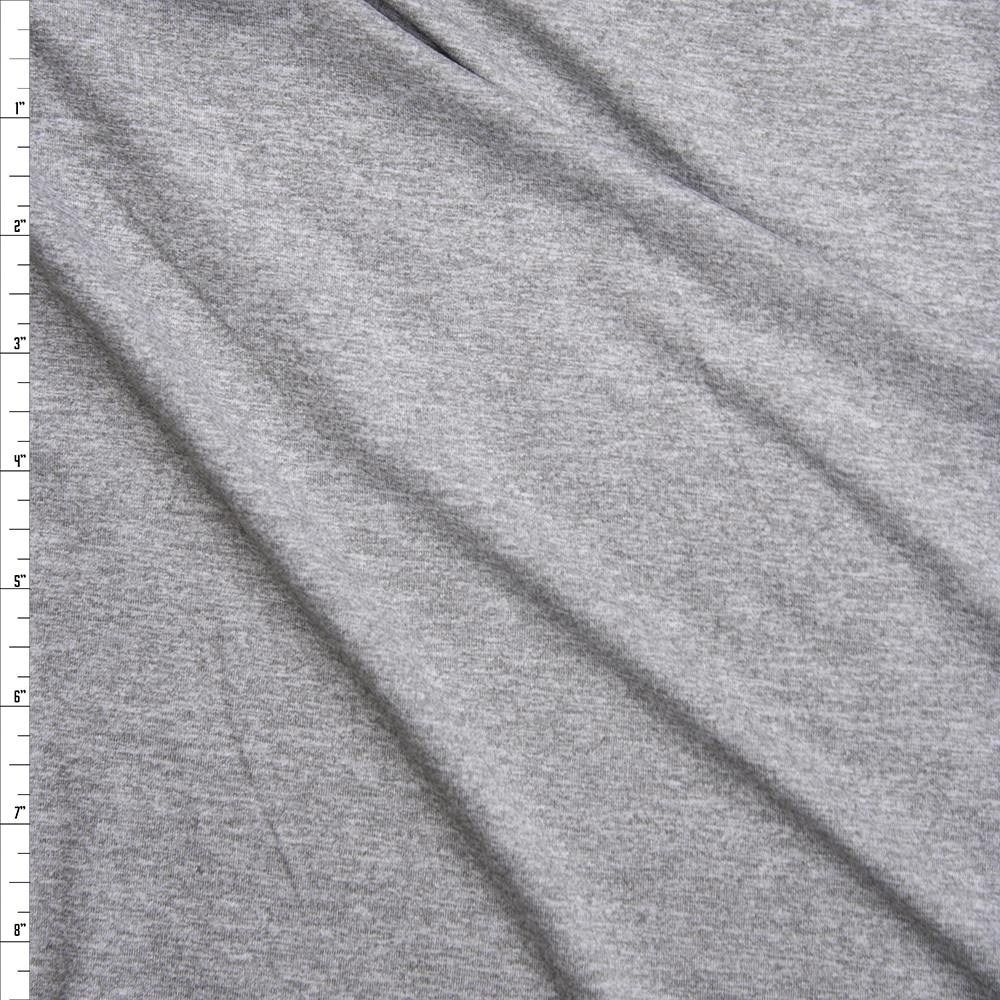 Grey Heather Double Brushed Poly Spandex Fabric By The Yard